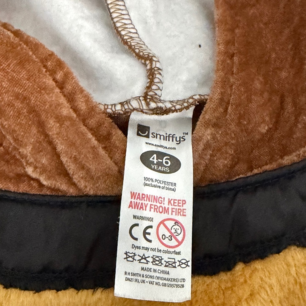Smiffys Kids Dog Costume Brown Velour Hooded Jumpsuit Size 4-6 Years Halloween - Picture 7 of 8